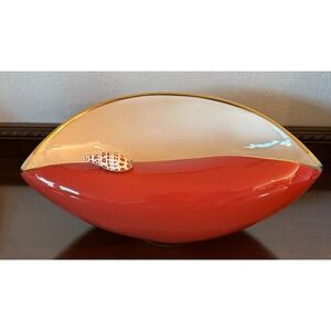 L'Objet Large‎ Coral Orange Shell Bowl With Gold Trim 16'' x 13.5'' x 5''